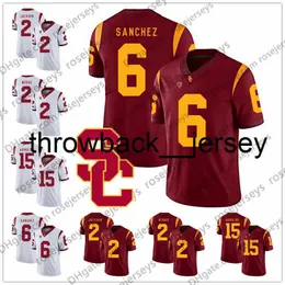 thr USC Trojans #2 Adoree' Jackson Robert Woods 6 Mark Sanchez 10 Brian Cushing 15 Nelson Agholor 8 Nick Perry Red White Vintage Jersey