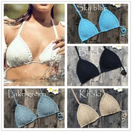 Costume da bagno da donna Bikini a triangolo Top Costume da bagno retrò da donna Reggiseno Top fatto a mano all'uncinetto Bralette Costume da bagno sexy da spiaggia Boho Beach