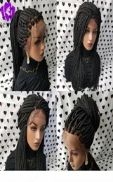 New arrival Africa women braiding hair black Braided Box Braids Wig With Baby Hair Braided Wigs Natural Hairline Synthetic Lace Fr3985998