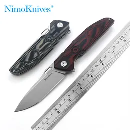 Nimo Knives Original Design Tragbares, schnell zu öffnendes Klappmesser, D2-Klinge, Vicissitudes Stone Washing, G10-Griff, Outdoor-Camping, Ad227f