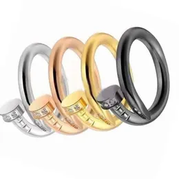 Роскошные дизайнерские кольцо для ногтей Женщины ювелирные изделия Love Rings Циркон кольца из нержавеющей стали сплаво