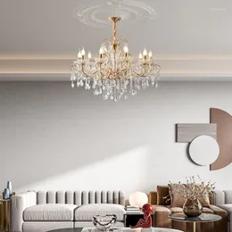 Ljuskronor Modern smidesjärnljus Crystal Chandelier D67cm H58cm 6L hängande lampa för tak sovrum vardagsrum hall hem dekoration