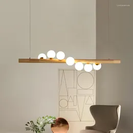 Żyrandole światła wisiorki Lampa LED Restauracja żyrandol Nordic Style Log drewno ziarno magiczna fasola