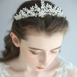 Wedding Hair Jewelry Fashion Silver Leaf Wedding Headwear Crown Flower Bridal Headwear Handmade Pearl Women's Jewelry Accessories 230605