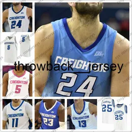 Thr Creighton BlueJays 2020バスケットボール＃13クリスチャンビショップ23ダミアンジェファーソンコルバートーマスマクダーモットメンズ青年キッドブルーピンクホワイトジャージー4xl