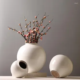 Vases Ceramique Blanc Vase Table Modern Design Minimalist Flower Novelty Japanese Art Pots De Fleurs Aesthetic Room Decor