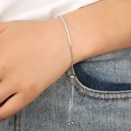 Braccialetti con ciondoli Moda coreana per donna Pendenti con perline rotonde Bracciale regolabile in acciaio inossidabile con strass Gioielli per feste di nozze