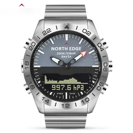 Mężczyźni nurkowe sportowe zegarek cyfrowe męskie zegarki armia wojskowa luksusowy pełny stalowy biznes Wodoodporna 200 m altimeter kompas North Edge246e