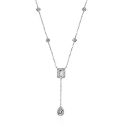 Kedjor AZ389-X LEFEI Fashion Trendy Luxury Classic 3CT Moissanite Rektangel Vattendropp Halsband för kvinnor 925 Silver Party Charm Jewelry