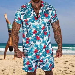 Tracksuits Hai'an 2-piece Shorts Set Beach Lightweight and Breathable Cool Aloha Shirt Print Men's Clothing 2022 P230605