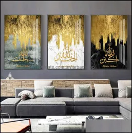 Paintings Arts Crafts Gifts Home Garden Islamic Calligraphy Allahu Akbar Gold Marble Modern Posters Canvas Painting Wall Art Print1995935