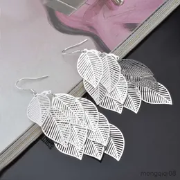 Brincos de pingente de prata esterlina finos em camadas com pingente para festa de moda feminina, joias de casamento criadoras de tendências, presente de feriado R230605