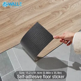 91x15cm 3d SSelf-Adhesive Floor 스티커 두껍게 나무 곡물 바닥 벽지 3D 벽 스티커 방수 방 마모 스티크