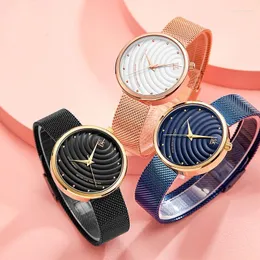 Wristwatches Creative Dial Women Watches Waterproof Stainless Mesh Band Japanese Quartz Movement Gift Watch