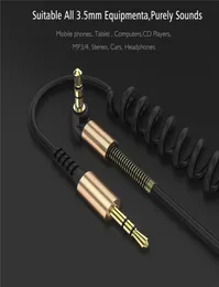 Connectors Coiled Stereo Audio Cable 35mm Male to Male Universal Aux Cord Auxiliary Cables for Car bluetooth speakers headphones 8076067