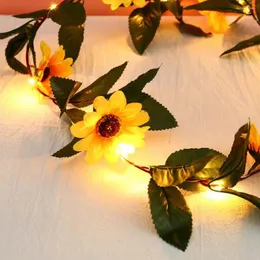 Strings LED Street Garland Rattan Ball Fairy Light String 2.2m 30LED Sunflower Vine Wedding Party Room Decor