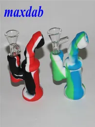 mini silicone Water Pipes Bongs hookah with 14mm Joint glass bowl Silicon Bong dab rig Oil Rigs4836825