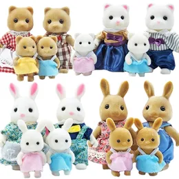 Animali di peluche ripieni 1/12 Scale Simulazione Foresta Famiglia Renne Gioco di finzione Set Bunny Bear Animal Dollhouse Bambini Regali di compleanno di Natale 230605