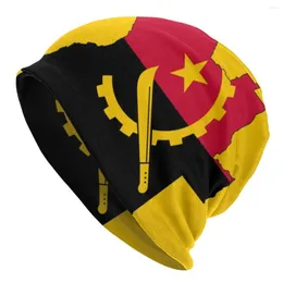Berets Angola Map And Flag Beanies Caps Men Women Unisex Outdoor Winter Warm Knit Hat Adult Bonnet Hats