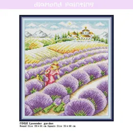 Stitch diamantmålning mosaik 5d lavendel trädgård diamant broderi rund fyrkantiga formade strassbilder ikoner hem dekoration satser
