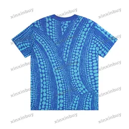 Mens Cotton Blend V Neck T Shirt With Polka Dot Print Short