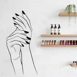 Elegance Hand Manicure Vinyl Sticker Hand Beauty Salon Decal Nails Cosmetic Wallpaper For Nail Bar Studio