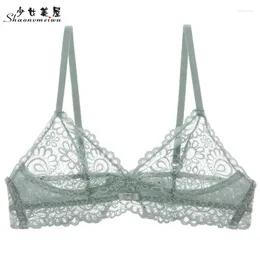 Bras Shaonvmeiwu No Steel Ring Sexy Lace Transparent Ultra-thin Underwear Bra Set Woman