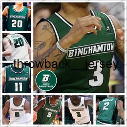 Thr Custom Binghamton Bearcats 2020 Basketball #3 Sam Sessoms 20 George Tinsley 2 Brenton Mills 5 Pierre Sarr Men Młodzież Kid NCAA Jerseys 4xl