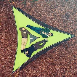 Portaledges Portable Triangle Hammock 4Mx4Mx4M Multi Person Aerial Mat Convenient Outdoor Camping Sleep Hammock Portable Hanging Bed 230603