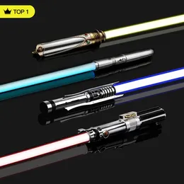 LED Işık Çubukları RGB Metal Lazer Işın Kılıcı Cosplay Saber Sword Saber De Luz Kpop LightSick Espada Rave Silah Oyuncakları 5 Ses Ses 12 Renk 230605