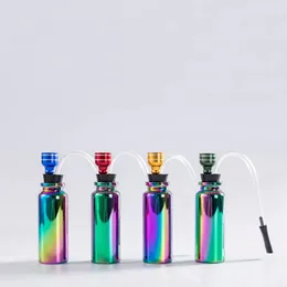 Bunte Regenbogen-Pyrex-dicke Glasflaschenpfeifen Trockenkräuter-Tabakfilter Metallschüssel Tragbare abnehmbare, leicht zu reinigende Wasserpfeife Bong Shisha-Zigarettenhalter DHL