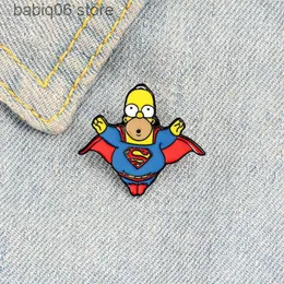 Pins Brooches Creative supermen enamel alloy brooch personalized Superman logo baked paint brooch pin badge T230605