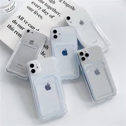 Transparent kortpaket allt-i-ett TPU-telefonfodral iPhone 14 13 Promax 11 12 Pro Max 13 Mini 7 8 Plus X XR XS Plugbara mjuka fall