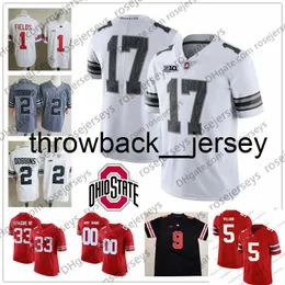 Thr Custom 2021 штат Огайо Buckeyes College Footbald Fields Olave Young Stroud Treveyon Henderson Garrett Wilson Wilson Osu Fiesta Bowl 150th Black Red White Jersey