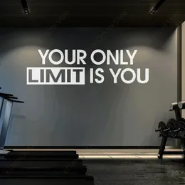 Your Only Limit is You Quotes Gym Studio Decor Wall Sticker Home Gym Fitness Decalques Motivational Workout Wallpaper Murais 4890