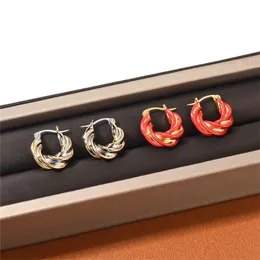 2024 New Trend Designer Brand Bottega Earring Red Green Gold Silver Twisted Circular Small Earrings FOR Woman Party Charm Jewelry
