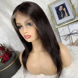 Inch Bone Straight Brazilian Remy Human Hair Wigs For Women 13X4 Lace Front Pre Plucked Frontal Wig