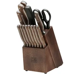 Chicago Cutlery Precision Cut 15-teiliges Küchenmesserset mit Holzblock
