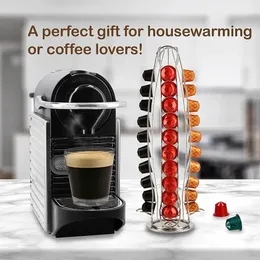 Tools Nespresso Capsule Display Rack 360 Rotatable Coffee Capsule Tower Stand Nespresso Capsules Storage Pod Holder For 40Cups