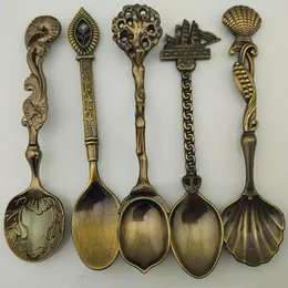 Dinnerware Sets 6Pcs/Set Retro Vintage Royal Style Carved Coffee Spoon Teaspoon Gothic Pattern Tea Sugar Kitchen Cutlery