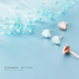 Orecchini a bottone COLUSIWEI Genuine 925 Sterling Silver Cute Bule Smalto Shell per le donne Ocean Series Ear Pin Fine Jewelry Girl Gift