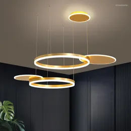 Lampadari Led Art Lampadario Lampada a sospensione Plafoniera Anelli in alluminio nordico Living Dining Decor Modern Bedroom Hanging Fixture