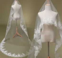 Voiles de mariage blancs une couche avec voile de mariée longueur coude en dentelle pour robes de mariée accessoires en dentelle4404679