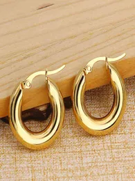Surgical Steel Gold Tone Women Chunky Hoops Earrings Gift Fashion Jewelry Stainless Wives Round Smooth Thick Hoop 20mm25mm9085032