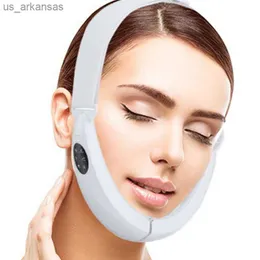 EMS Double Chin Slimmer Face Lifting Device Portable Facial Slimming Shape Machine With Voice 6 Modes V Face Acupoints Massager L230523