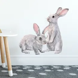 Happy Easter Decoration For Home Cute Rabbits Wall Sticker Children's Kids Room Decor Removable Wallpaper Living Bedroom Sticker