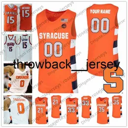 Thr Custom Syracuse Orange 2020 Basketball Dowolne nazwisko Numer biały #21 Marek Dolezaj 33 Elijah Hughes 35 Buddy Boeheim Men Młodzież Kid Jersey 4xl