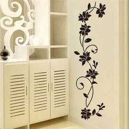 Black Flower Vine Wall Stickers Refrigerator Window Cupboard Home Decorations Diy Home Decals Art Mural Posters Home Decor