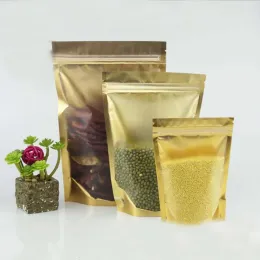 600pcs/lot stand Up Matte Gold Gold Maluminium Foil zipper Package Acags ، و Coffee Storage Pouch قابل لإعادة الاستخدام ، و Mylar Foil Peanut Packing Sheipper Seal