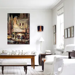 Handmade Scenic Landscape Canvas Art Metropolitan Jazz Brent Heighton Painting French Street Artwork Modern Office Loft Decor